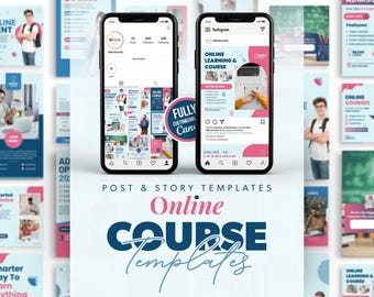 オンラインコース用Instagramテンプレート：編集可能なCanvaデザイン（デジタルダウンロード）