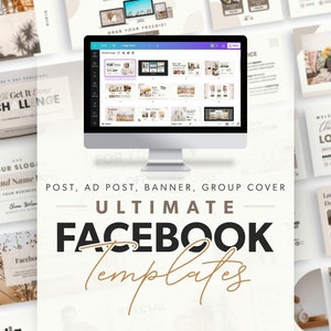 Plantillas de Facebook, plantillas de anuncios para el feed de Facebook, portadas de grupos de Facebook, plantillas de publicaciones, kit completo de plantillas de Facebook, plantillas de marketing