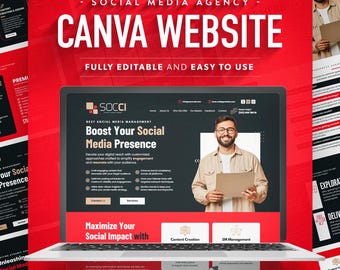Canva Website Template für Social-Media-Manager: One- Page Design (Digitaler Download)