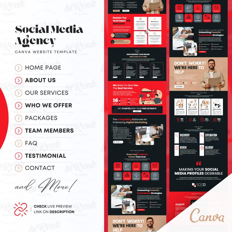 Canva Website Template for Social Media Managers: One-page Design ...