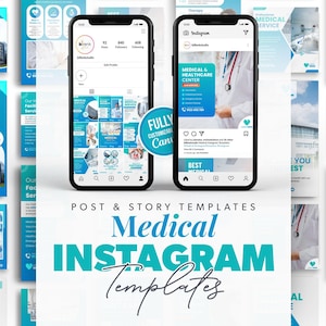 Medical Social Media Templates, Medical Instagram Templates, Clinic, Health Care, Medical Service Templates, Easy Editable in Canva