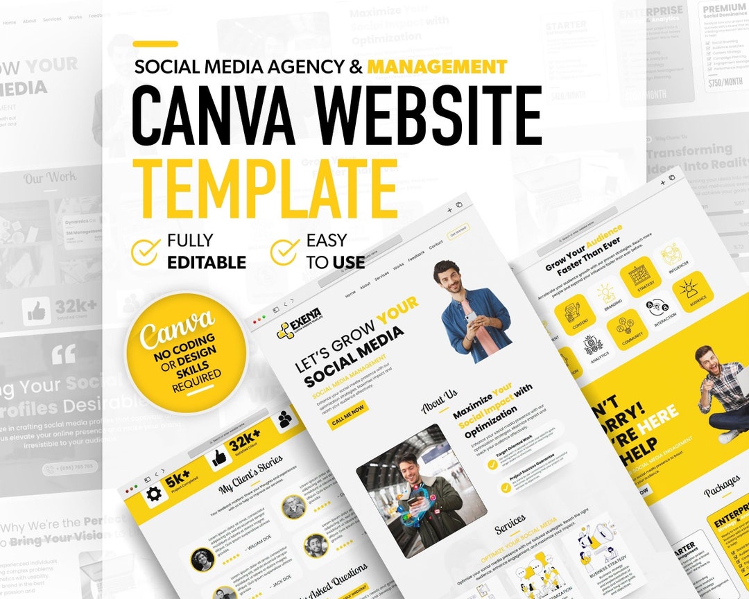 Buy Canva Website Template: Social Media Agency Landing Page Online in ...