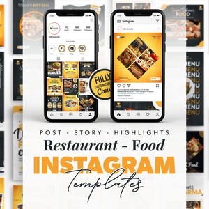Modelos de alimentos e restaurantes, marketing de restaurantes, modelos de marketing empresarial, modelos fáceis de editar, design elegante e moderno