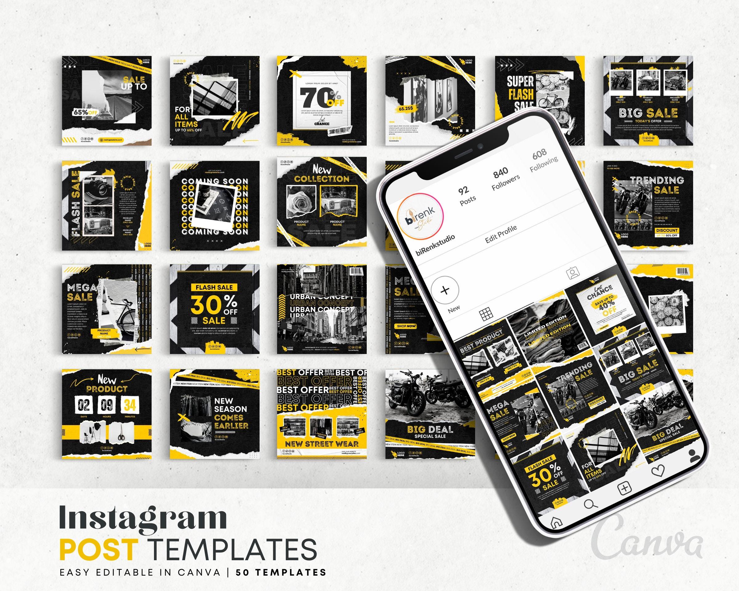 Ripped Paper Business Marketing Templates: Editable Canva Social Media ...