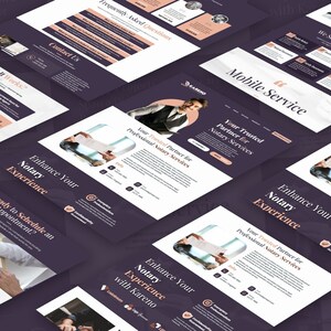 K&ouml;nnte beinhalten: Ein Screenshot einer Website f&uuml;r einen Notardienst namens Kareno. Die Website hat einen dunkelvioletten Hintergrund mit wei&szlig;em Text und Bildern. Die Website hebt den mobilen Service des Unternehmens und sein Engagement f&uuml;r eine professionelle und verbesserte Notarerfahrung hervor.