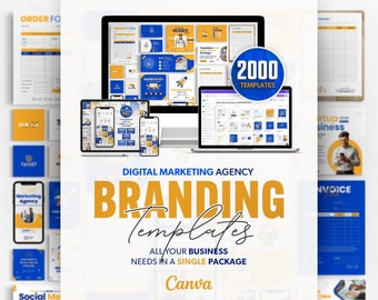 Digital Marketing Agency Full Branding Package Template, DIY Branding Kit, All-In-One Bundle, 2000+ Templates, Business Marketing Templates