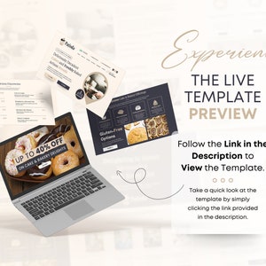 May include: A laptop computer screen displaying a website for a bakery with a sale on cakes and bakery delights. The website features a photo of a variety of donuts with sprinkles. The text on the screen reads "Up to 40% off on cake & bakery delights".