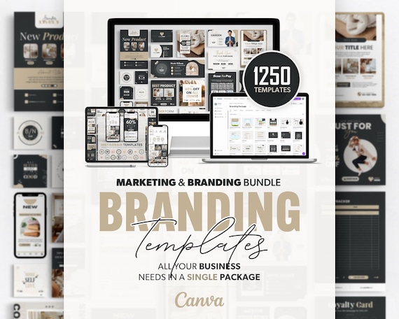 1250 Canva Business Branding Templates: Social Media Kit