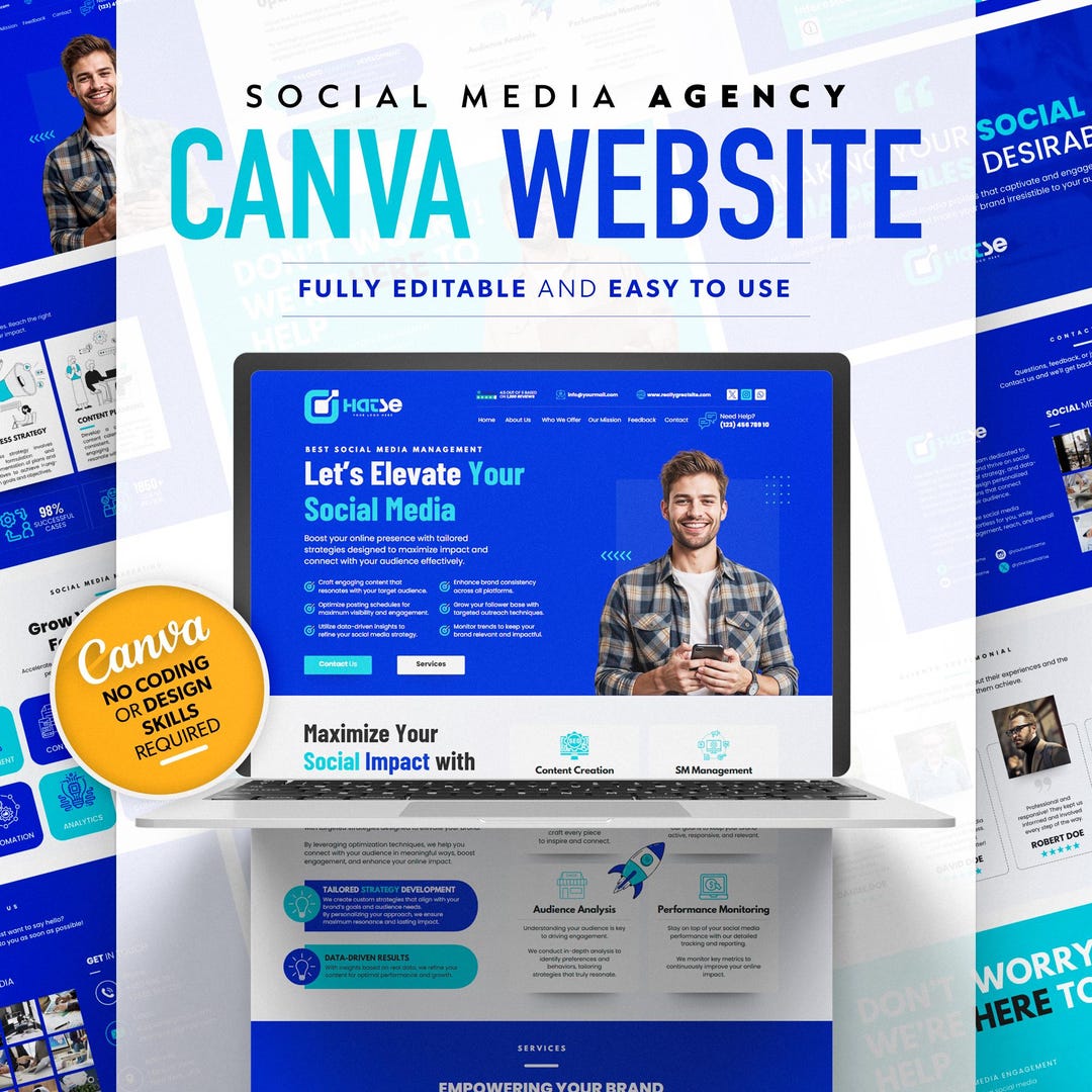 Social Media Agency Website Template: Editable Canva Design - Etsy
