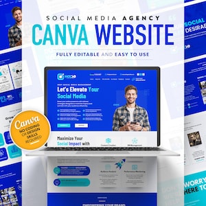 Social Media Agency Website Template: Editable Canva Design