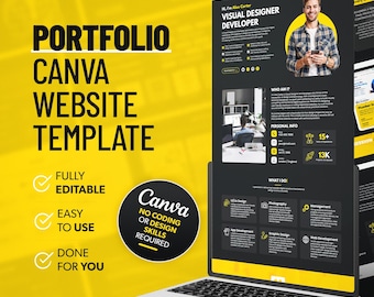 Modern Personal Portfolio Editable Website Templates (Canva Website Template)