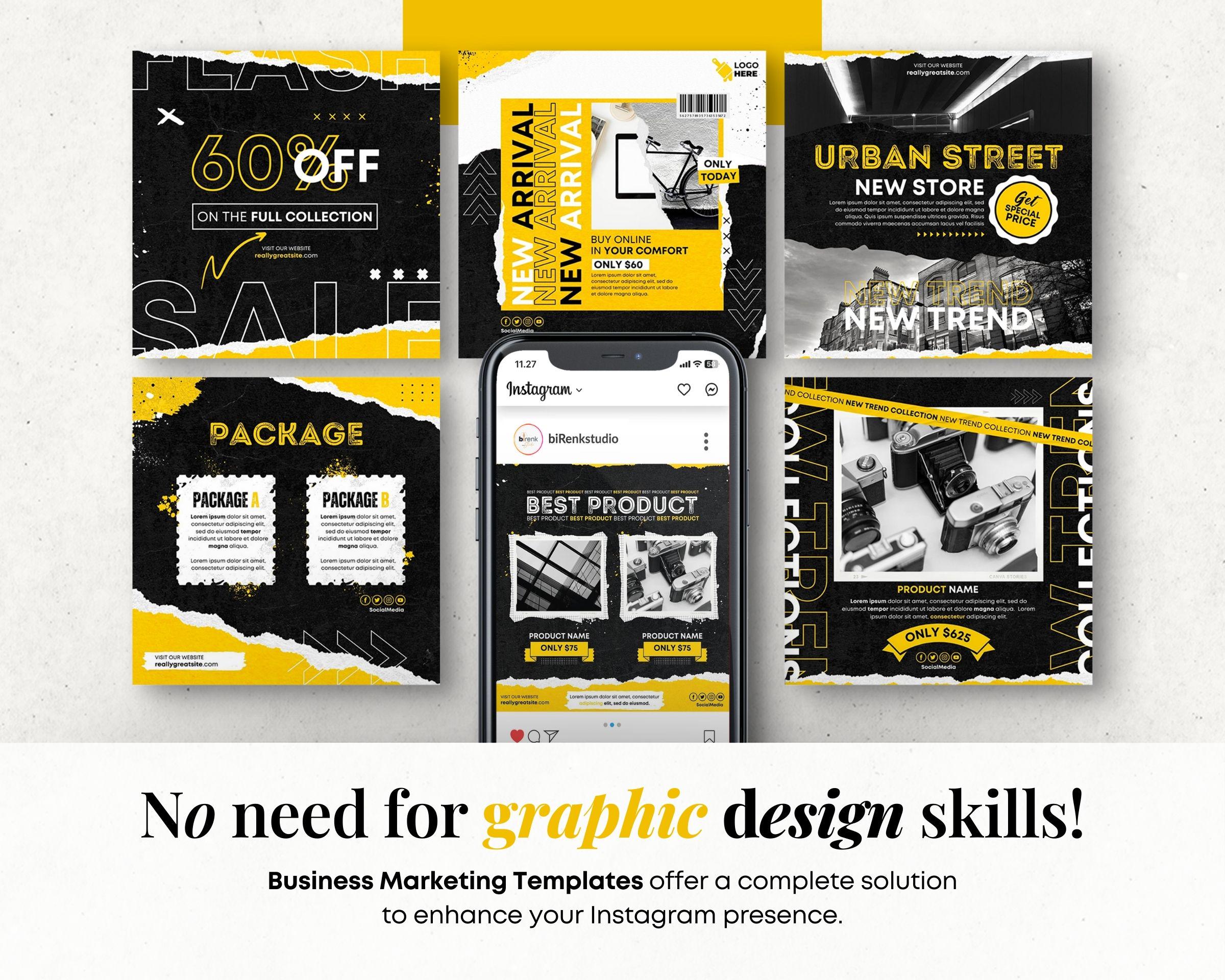 Ripped Paper Business Marketing Templates: Editable Canva Social Media ...