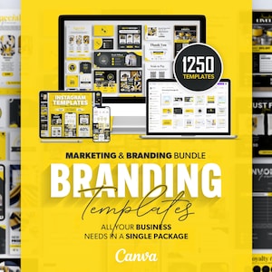 1250 plantillas de marca: Kit de marketing empresarial todo en uno, plantillas de Canva