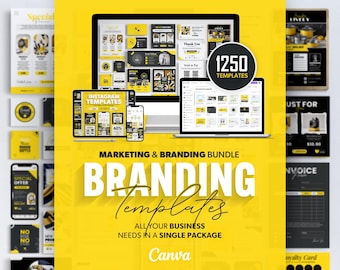 1250 Full Branding Kit, Branding Templates, Branding Package, Business Marketing Templates, Social Media, All-in-One Bundle, DIY Templates
