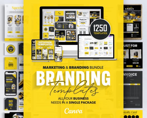 1250 Branding Templates: All-in-One Business Marketing Kit, Canva Templates