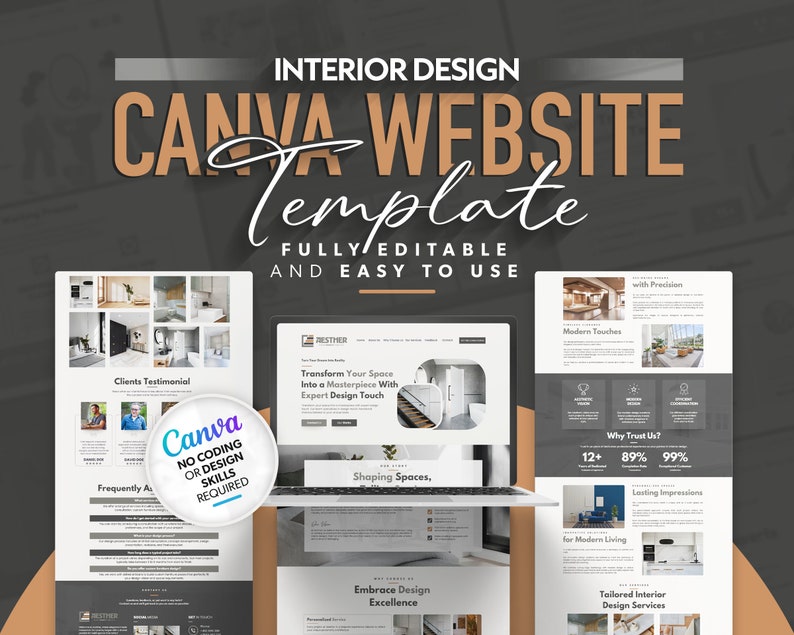 Interior Design Website Template: Easy Editable Canva Design - Etsy