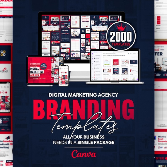 Digital Marketing Branding Kit: 2000+ Canva Templates (Digital Download)