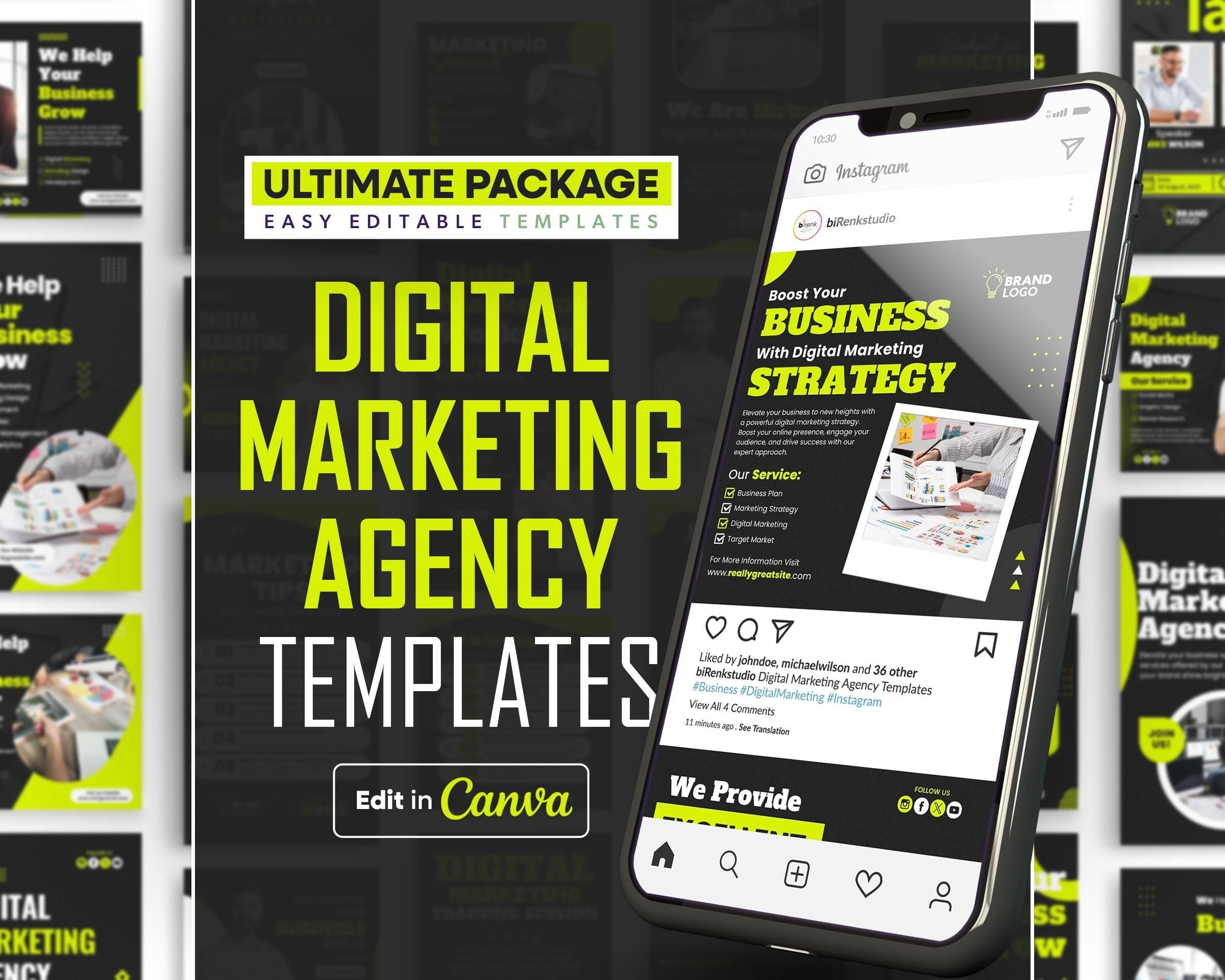 Digital Marketing Agency Templates, Business Marketing Templates, Marketing Agency Templates, All-in-One Bundle, Instagram Templates,