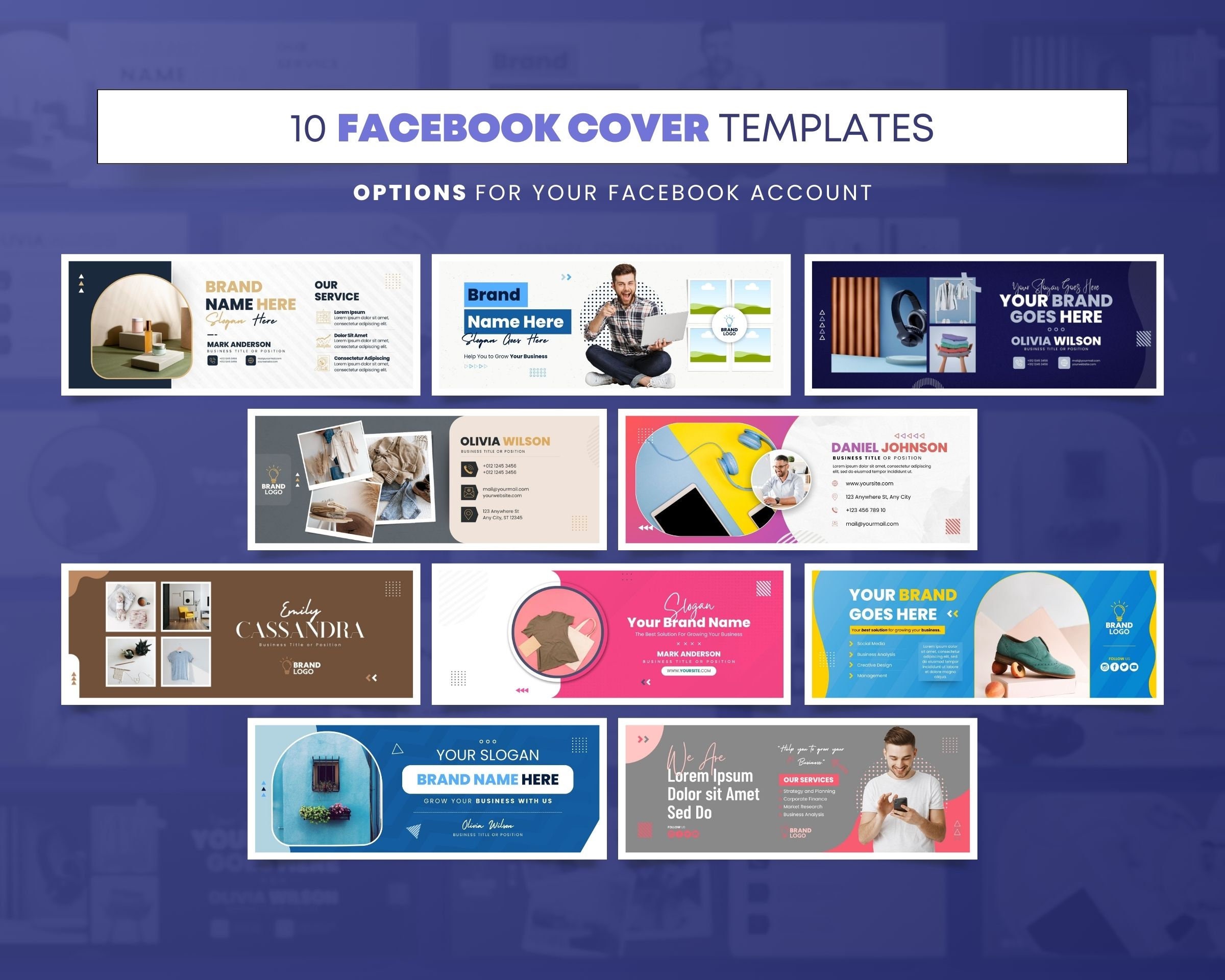 Facebook Cover Templates, Facebook Profile Banner Templates, Editable ...