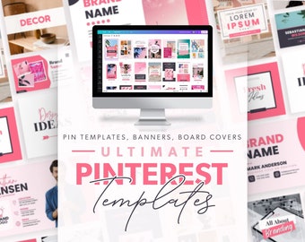Pinterest Template Bundle, Ultimatives Template Kit, Pin Templates, Pinterest Branding, Pinnwand Covers, Pinterest Marketing, Profilbanner,