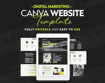 Modello di sito web per agenzia di marketing digitale Canva, modello di sito web aziendale, sito web con landing page, facilmente modificabile, sito web per agenzia di marketing,