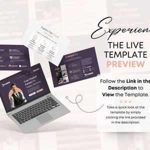 K&ouml;nnte beinhalten: Ein Laptop-Computer, auf dem eine Website f&uuml;r einen Notardienst angezeigt wird. Die Website hat einen violetten Hintergrund mit einem Foto eines Mannes im Anzug. Der Text auf der Website lautet "Ihr zuverl&auml;ssiger Partner f&uuml;r Notardienste". Die Website enth&auml;lt auch einen Kontaktbereich und einen Bereich, um Rechtsdienstleistungen zu erkunden.