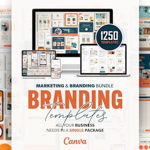 Pacote completo de 1250 modelos de branding, modelos de marketing empresarial, kit de branding faça você mesmo, pacote definitivo, pacote completo