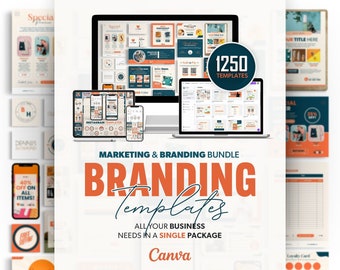 1250 Full Branding Package Template, Business Marketing Templates, DIY Branding Kit, Ultimate Package, All-In-One Bundle