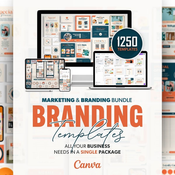 1250 Full Branding Package Template, Business Marketing Templates, DIY Branding Kit, Ultimate Package, All-In-One Bundle