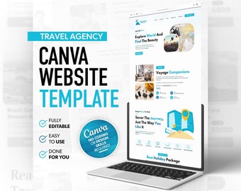 Websitesjabloon reisbureau: bewerkbare canva-bestemmingspagina