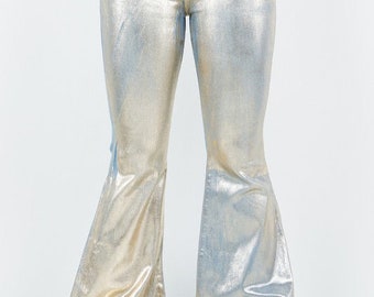 Bell Bottom Jean in Gold Foil