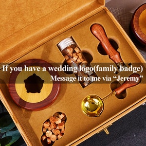 Kit de sello de cera de boda personalizado, kit de sello de sello de cera con logotipo personalizado para boda, kit de sello de cera personalizado para regalo, sello de cera personalizado