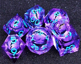 Liquid Core Dragon Eye dnd dice set for d&d gifts , Liquid Core christmas dnd dice set for dnd gifts, Resin d and d dice set liquid core