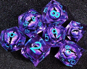 Liquid Core Dragon Eye dnd dice set for role playing games , Liquid Core Dice Set for D&D Fans and Perfect dnd gift , Resin rpg dice set