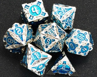 Metal DND Dice Set , Handmade Sharp Edge RPG Dice for D&D Fans and Perfect DND Gift , Metal dungeons and dragons dice set dnd