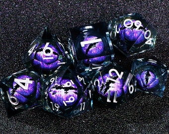 Dragon Eye Liquid Core DND Dice Set , Resin Sharp Edge RPG Dice for D&D Fans and Perfect DND Gift , Liquid core rpg dice set