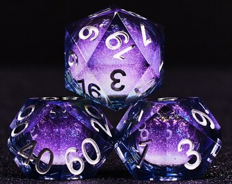 Liquid Core DND Dice Set , Gorgeous Liquid Core Sharp Edge RPG Dice Set for D&D Gift , Galaxy Liquid core d20 dnd dice