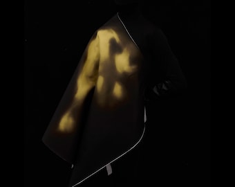 Thermochromic Fabric, Black Change to Yellow, Color Changeable Fabric, Leather Fabric, Creative Temperature Sense of Color Fabric