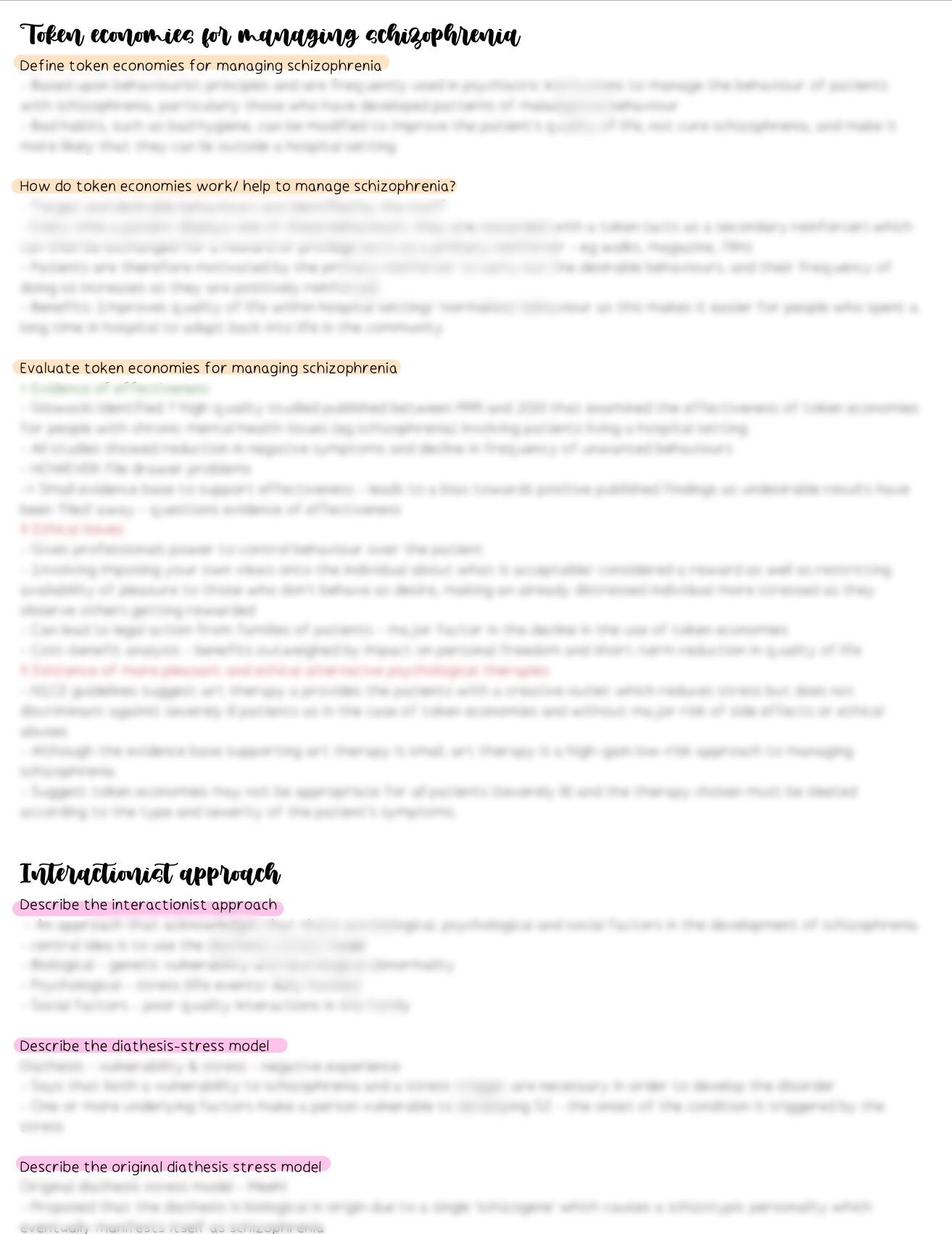 AQA A Level Psychology Schizophrenia Notes - Etsy