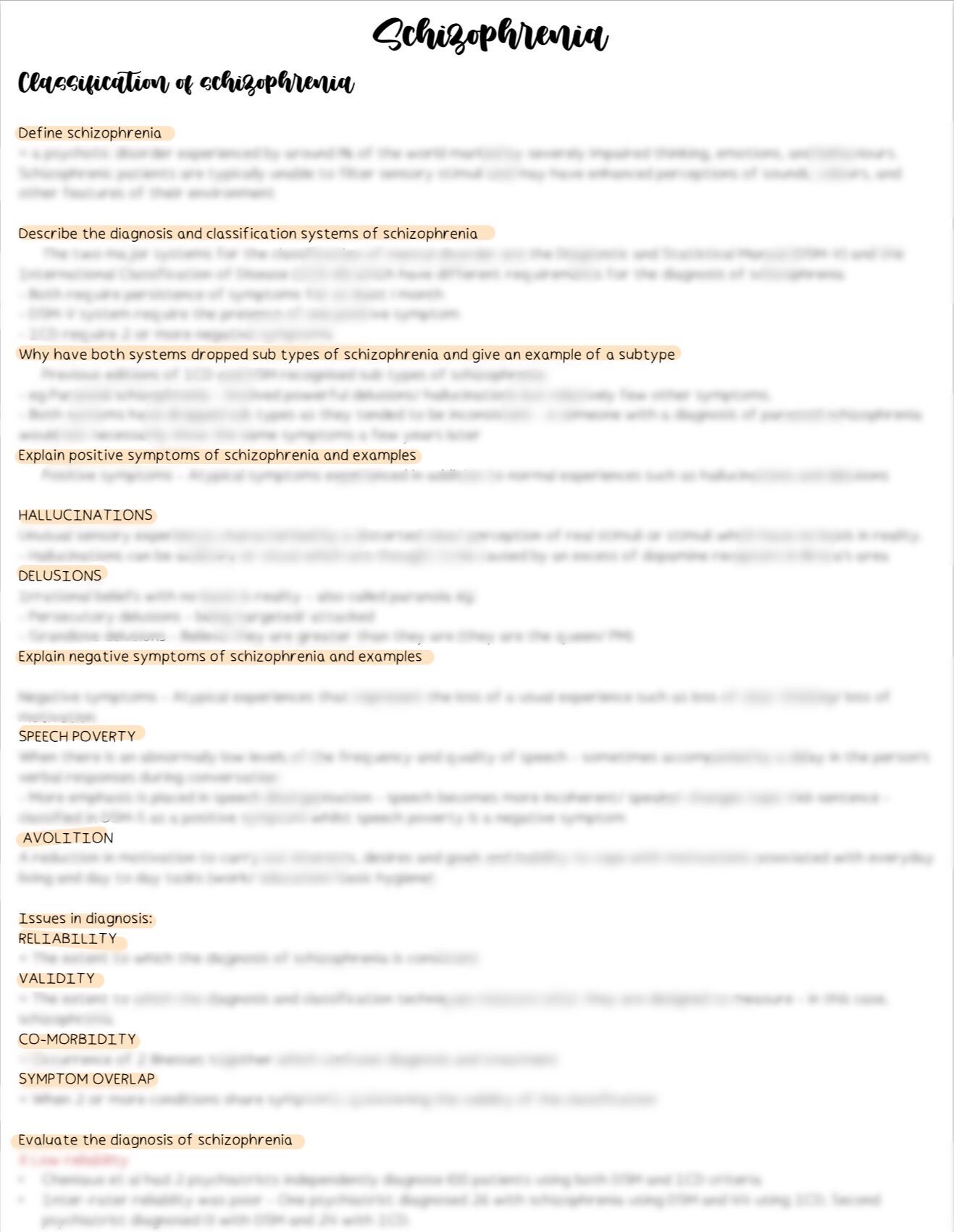 AQA A Level Psychology Schizophrenia Notes - Etsy