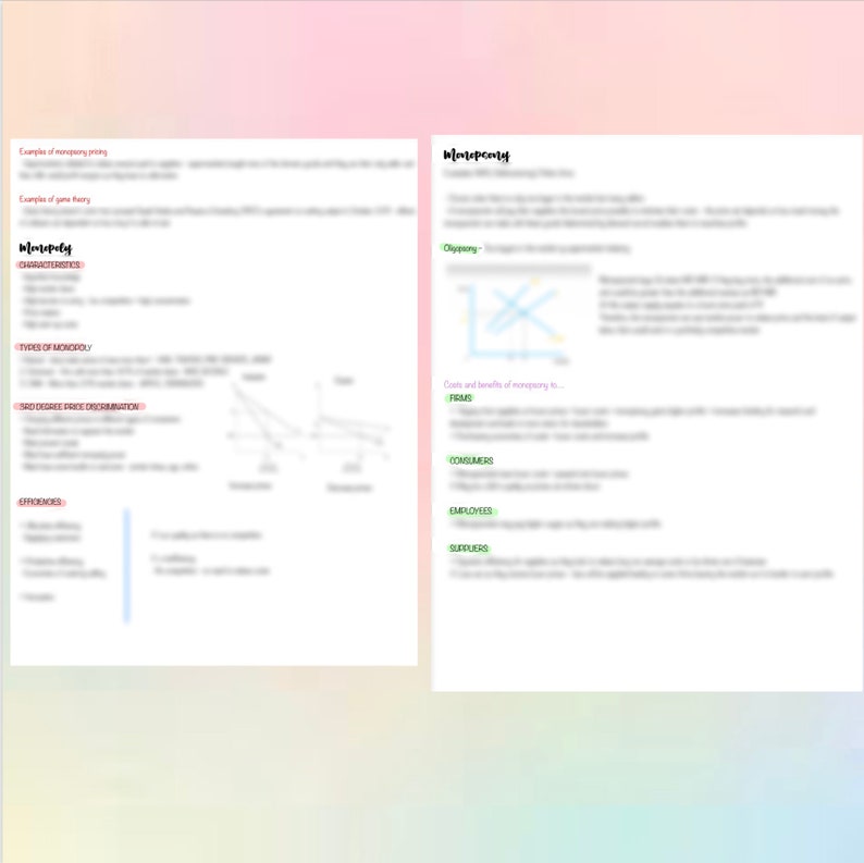 Edexcel A Level Economics Notes - Market Structures - Etsy