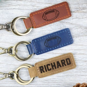 American Football Personalized Keychain / Keyring / Bag Tag / Name Tag - Genuine Leather
