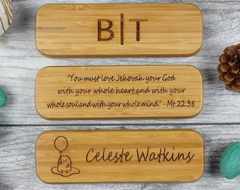 Personalized Wood Pen Set, Engraved Bamboo Case