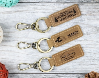 Business Logo Keychain, Custom Leather Keychain