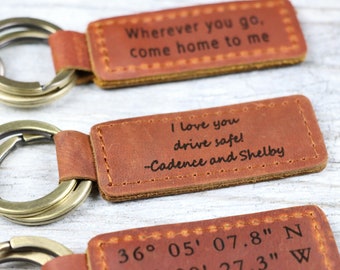 Drive Safe I Love You Customizable Initial Hand Stamped Light Weight Leather Travel key chain Best Friend/Boyfriend/Girlfriend / Nurse