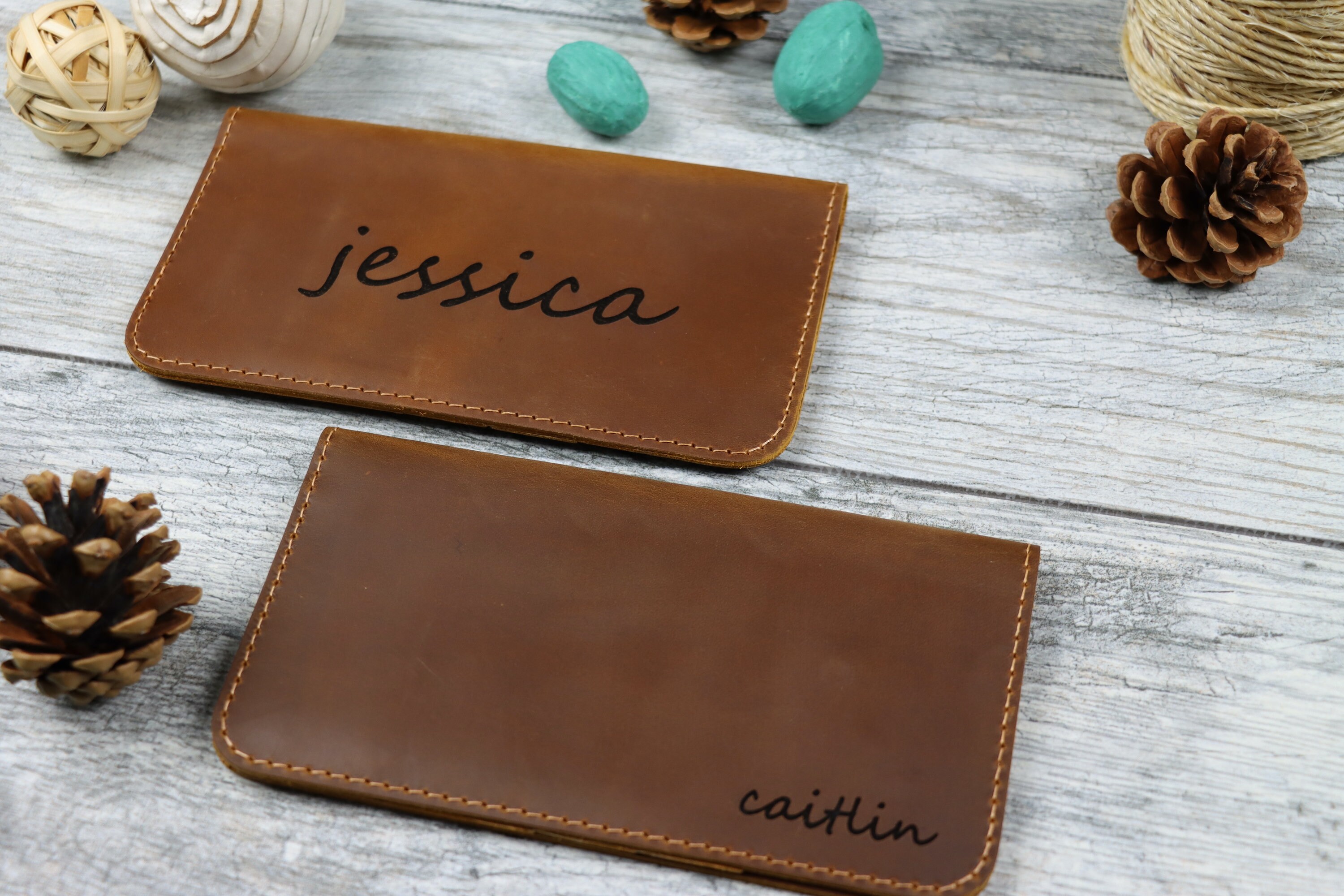 Personalized Leather Brown CHECKBOOK COVER/ Leather Check Etsy