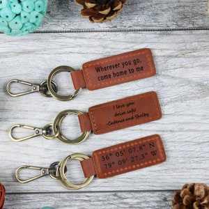 Personalized Leather Keychain, Gifts Under 10, BIRTHDAY GIFT, Gift for Her, Mens Gift, Unisex Gifts, Gift for Dad image 8