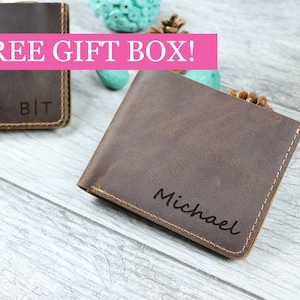 Cartera plegable, Cartera de cuero hecha a mano, Cartera personalizada, Cartera de hombre, cartera minimalista, Regalo de padrinos