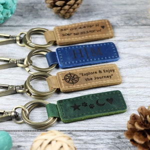 Personalized Leather Keychain, Gifts Under 10, BIRTHDAY GIFT, Gift for Her, Mens Gift, Unisex Gifts, Gift for Dad image 3