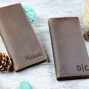 Personalized Long Leather Wallet, Personalized Men's Coat Wallet, Women's Engraved Leather Long Wallet, Christmas Gift, Wallet for Him